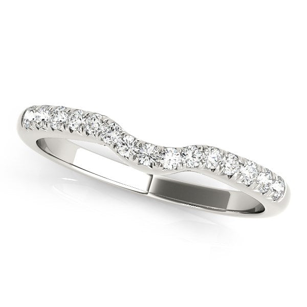 14k White Gold Pave Set Curved Diamond Wedding Band (1/5 cttw) - Premium Rings - Just $1256.99! Shop now at Pulse Designer Fashion