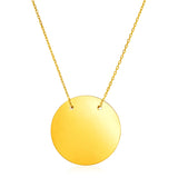 14k Yellow Gold 18 inch Necklace with Polished Circle - Premium Necklaces - Just $700.99! Shop now at Pulse Designer Fashion