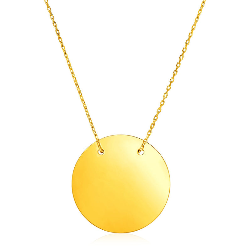 14k Yellow Gold 18 inch Necklace with Polished Circle - Premium Necklaces - Just $700.99! Shop now at Pulse Designer Fashion