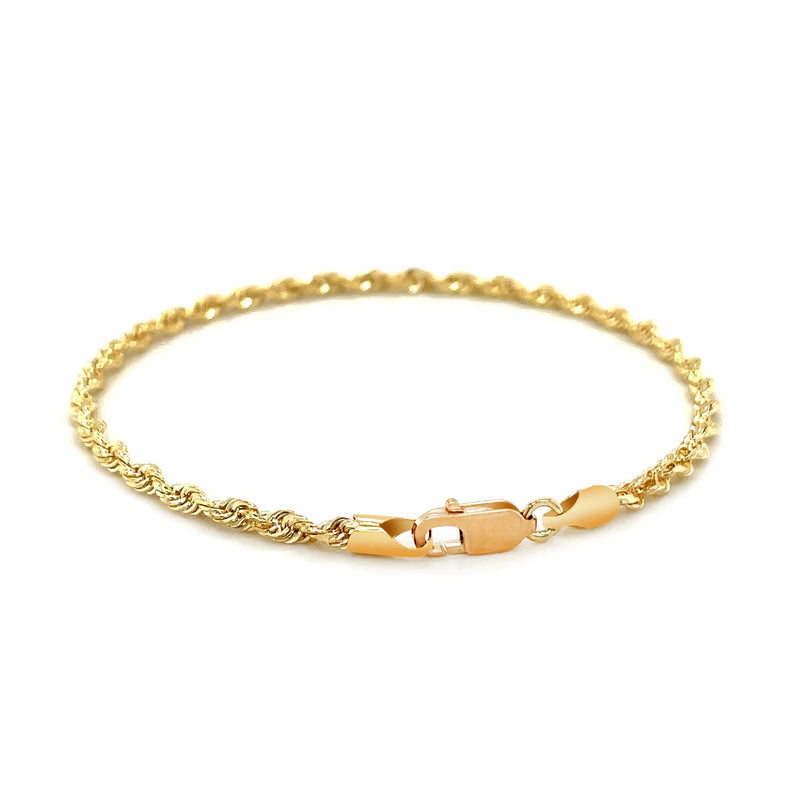 2.75mm 10k Yellow Gold Solid Diamond Cut Rope Bracelet - Premium Bracelets - Just $419.99! Shop now at Pulse Designer Fashion