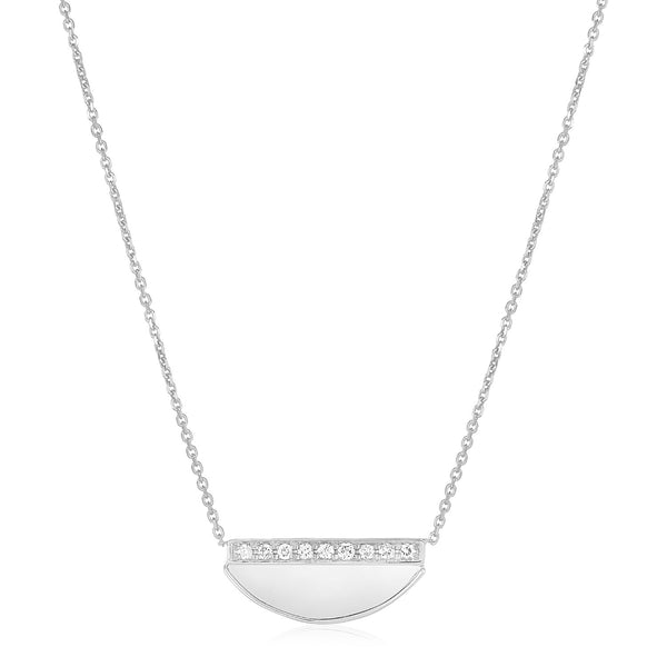 14K White Gold Half Moon Necklace with Diamonds - Premium Necklaces - Just $675.99! Shop now at Pulse Designer Fashion