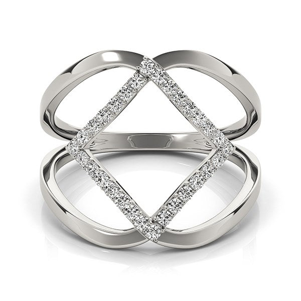 14k White Gold Interlaced Design Diamond Ring (1/5 cttw) - Premium Rings - Just $1587.99! Shop now at Pulse Designer Fashion