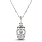 Outer Oval Shaped Two Stone Diamond Pendant in 14k White Gold (5/8 cttw) - Premium Necklaces - Just $2501.99! Shop now at Pulse Designer Fashion