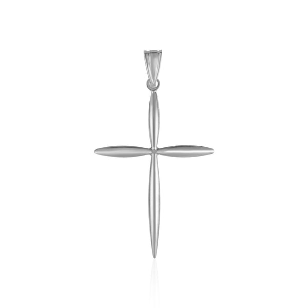 14k White Gold Rounded and Pointed Cross Pendant - Premium Pendants - Just $213.99! Shop now at Pulse Designer Fashion