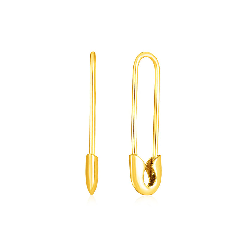 14k Yellow Gold Safety Pin Earrings - Premium Earrings - Just $266.99! Shop now at Pulse Designer Fashion