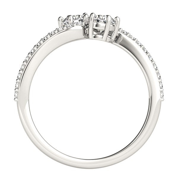 Curved Band Two Stone Diamond Ring in 14k White Gold (3/4 cttw) - Premium Rings - Just $2501.99! Shop now at Pulse Designer Fashion