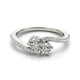 Curved Band Two Stone Diamond Ring in 14k White Gold (3/4 cttw) - Premium Rings - Just $2501.99! Shop now at Pulse Designer Fashion