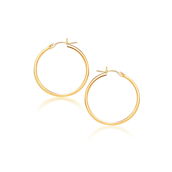 10k Yellow Gold Polished Hoop Earrings (40 mm) - Premium Earrings - Just $219.99! Shop now at Pulse Designer Fashion