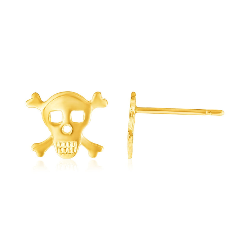 14K Yellow Gold Skull and Crossbones Post Earrings - Premium Earrings - Just $108.99! Shop now at Pulse Designer Fashion