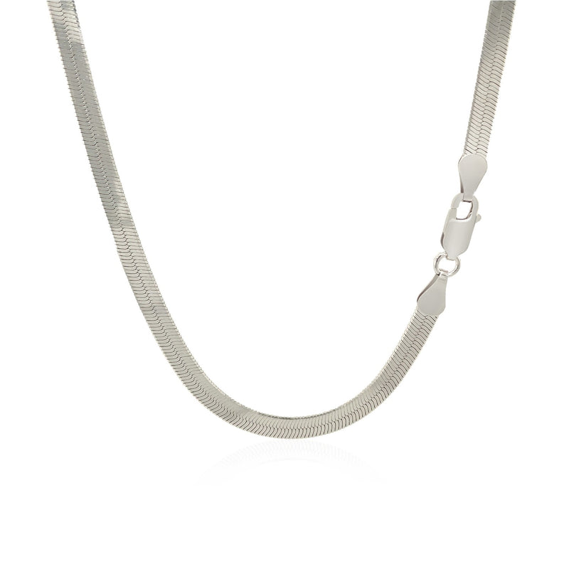 Sterling Silver Rhodium Plated Herringbone Chain 4.2mm - Premium Chains - Just $86.99! Shop now at Pulse Designer Fashion