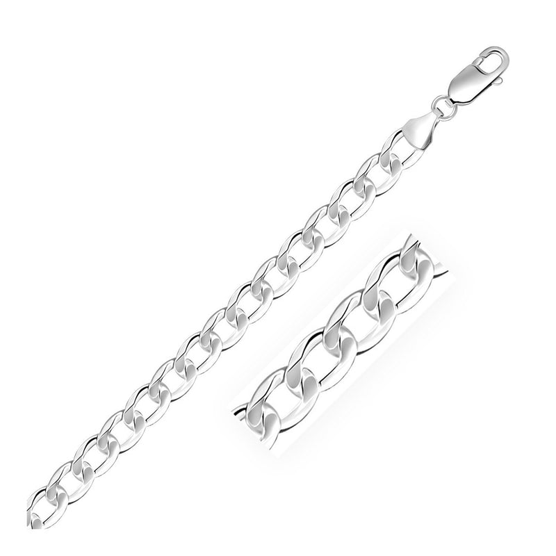 Rhodium Plated 7.9mm Sterling Silver Curb Style Bracelet - Premium Bracelets - Just $138.99! Shop now at Pulse Designer Fashion