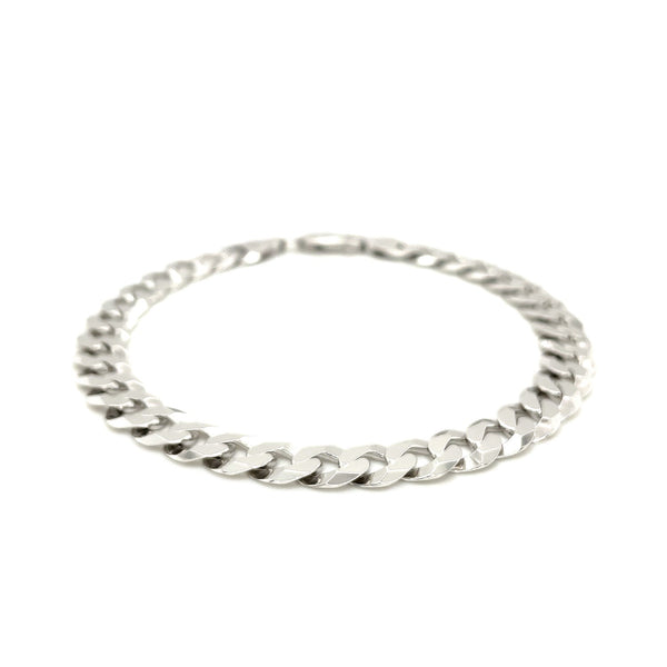 Rhodium Plated 7.9mm Sterling Silver Curb Style Bracelet - Premium Bracelets - Just $138.99! Shop now at Pulse Designer Fashion