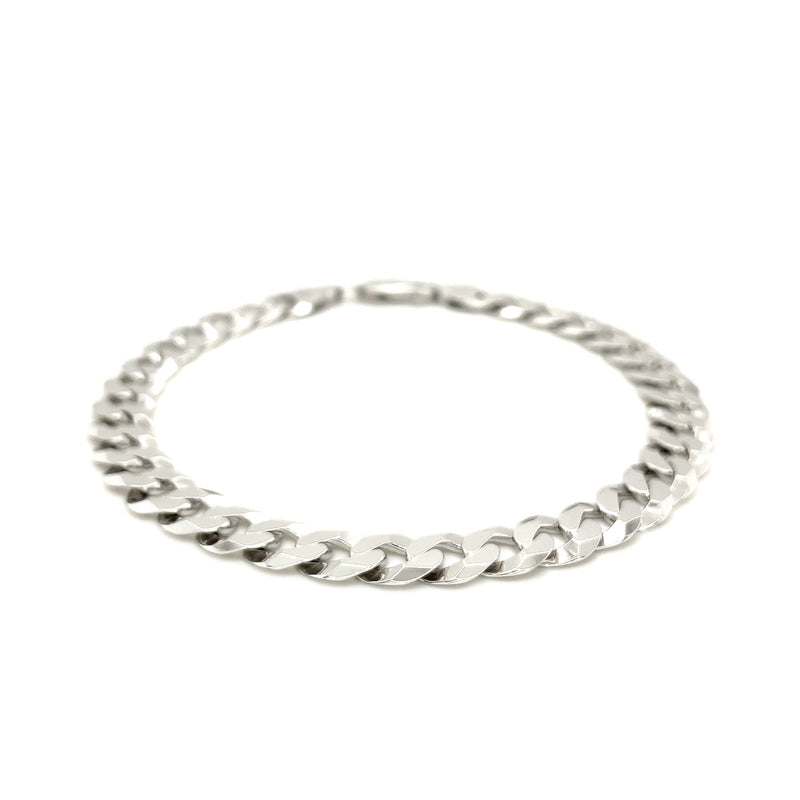 Rhodium Plated 7.9mm Sterling Silver Curb Style Bracelet - Premium Bracelets - Just $138.99! Shop now at Pulse Designer Fashion