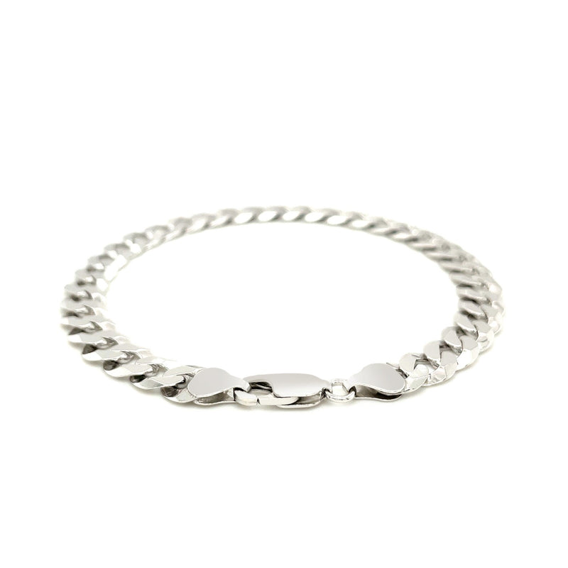 Rhodium Plated 7.9mm Sterling Silver Curb Style Bracelet - Premium Bracelets - Just $138.99! Shop now at Pulse Designer Fashion