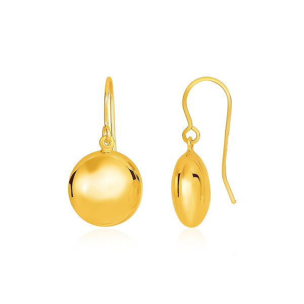 14k Yellow Gold Puffed Circle Shape Drop Earrings - Premium Earrings - Just $313.99! Shop now at Pulse Designer Fashion