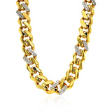 14k Yellow Gold 18 inch Polished Curb Chain Necklace with Diamonds - Premium Necklaces - Just $8207.99! Shop now at Pulse Designer Fashion