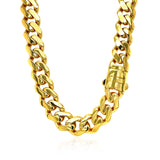 14k Yellow Gold 18 inch Polished Curb Chain Necklace with Diamonds - Premium Necklaces - Just $5949.99! Shop now at Pulse Designer Fashion