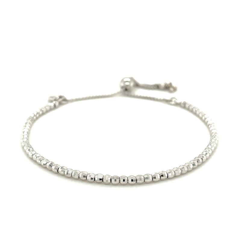 Adjustable Fine Shiny Beaded Bracelet in Sterling Silver - Premium Bracelets - Just $74.99! Shop now at Pulse Designer Fashion