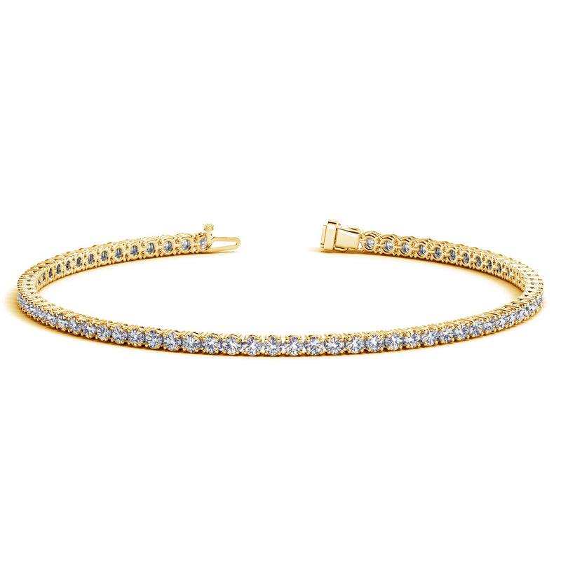 14k Yellow Gold Round Diamond Tennis Bracelet (2 cttw) - Premium Bracelets - Just $5968.99! Shop now at Pulse Designer Fashion