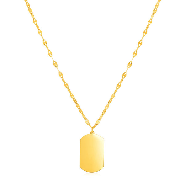 14K Yellow Gold Dog Tag Necklace - Premium Necklaces - Just $461.99! Shop now at Pulse Designer Fashion