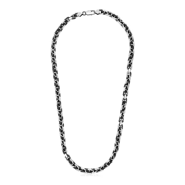 Sterling Silver Gunmetal Finish Oval Link Necklace - Premium Necklaces - Just $781.99! Shop now at Pulse Designer Fashion