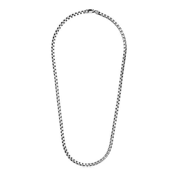 Sterling Silver Gunmetal Finish Round Box Chain Necklace - Premium Necklaces - Just $623.99! Shop now at Pulse Designer Fashion