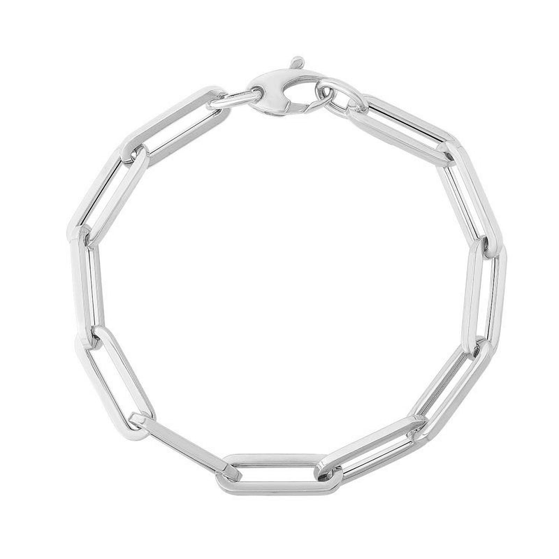 14K White Gold Extra Wide Paperclip Chain Bracelet - Premium Bracelets - Just $818.99! Shop now at Pulse Designer Fashion