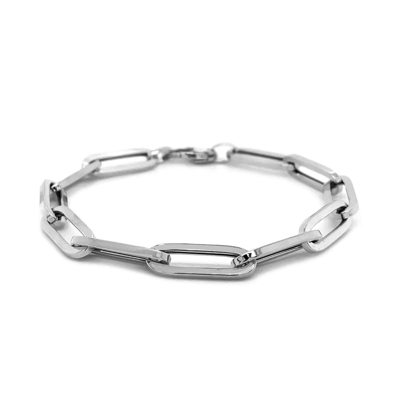 14K White Gold Extra Wide Paperclip Chain Bracelet - Premium Bracelets - Just $818.99! Shop now at Pulse Designer Fashion