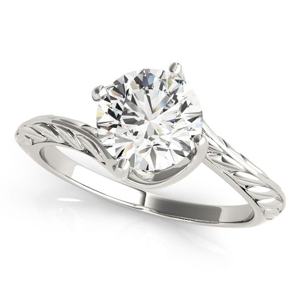 14k White Gold Bypass Round Solitaire Diamond Engagement Ring (1 cttw) - Premium Rings - Just $10497.99! Shop now at Pulse Designer Fashion