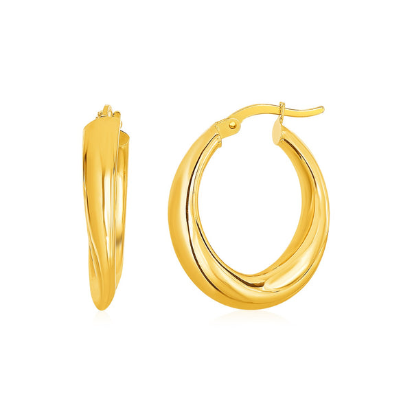 14k Yellow Gold Oval Hoop Earrings - Premium Earrings - Just $449.99! Shop now at Pulse Designer Fashion