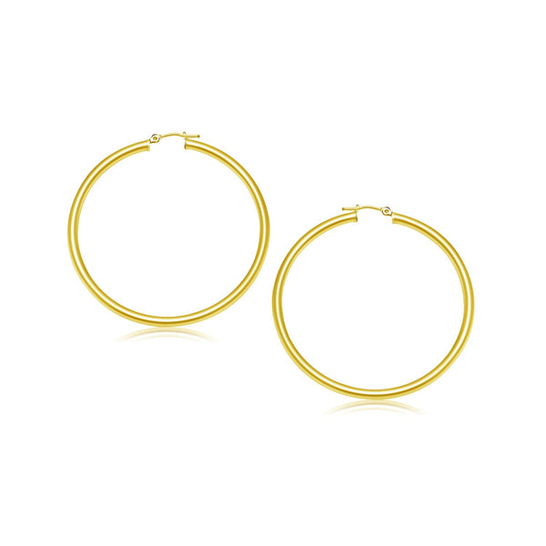 10k Yellow Gold Polished Hoop Earrings (25 mm) - Premium Earrings - Just $213.99! Shop now at Pulse Designer Fashion