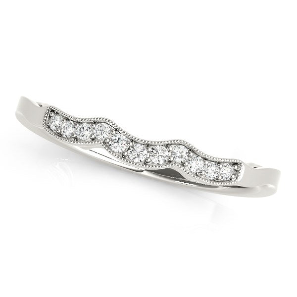 14k White Gold Wave Style Milgrained Diamond Wedding Ring (1/20 cttw) - Premium Rings - Just $856.99! Shop now at Pulse Designer Fashion