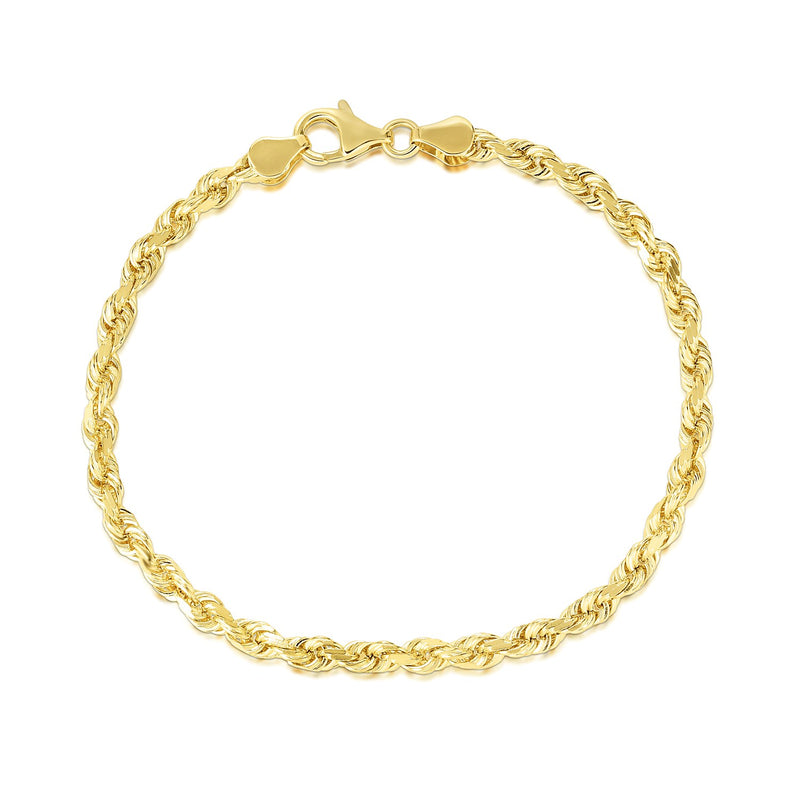 5.0mm 10k Yellow Gold Solid Diamond Cut Rope Bracelet - Premium Bracelets - Just $891.99! Shop now at Pulse Designer Fashion