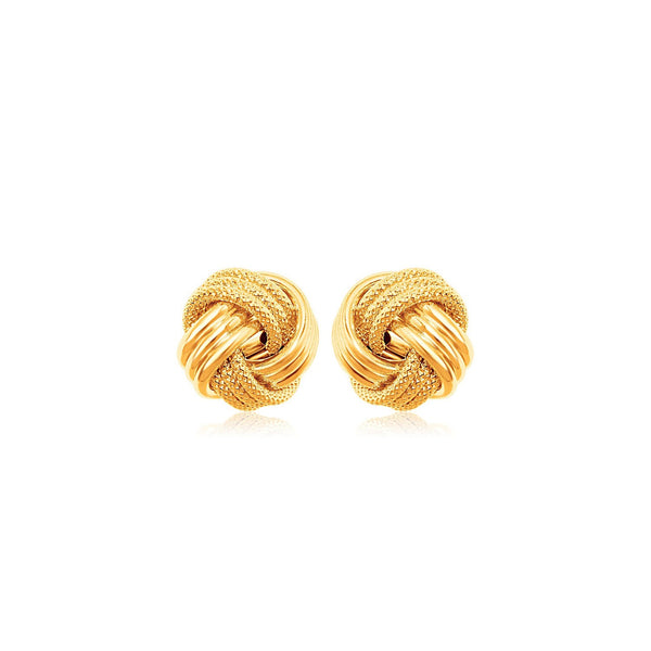 10k Yellow Gold Love Knot with Ridge Texture Earrings - Premium Earrings - Just $178.99! Shop now at Pulse Designer Fashion