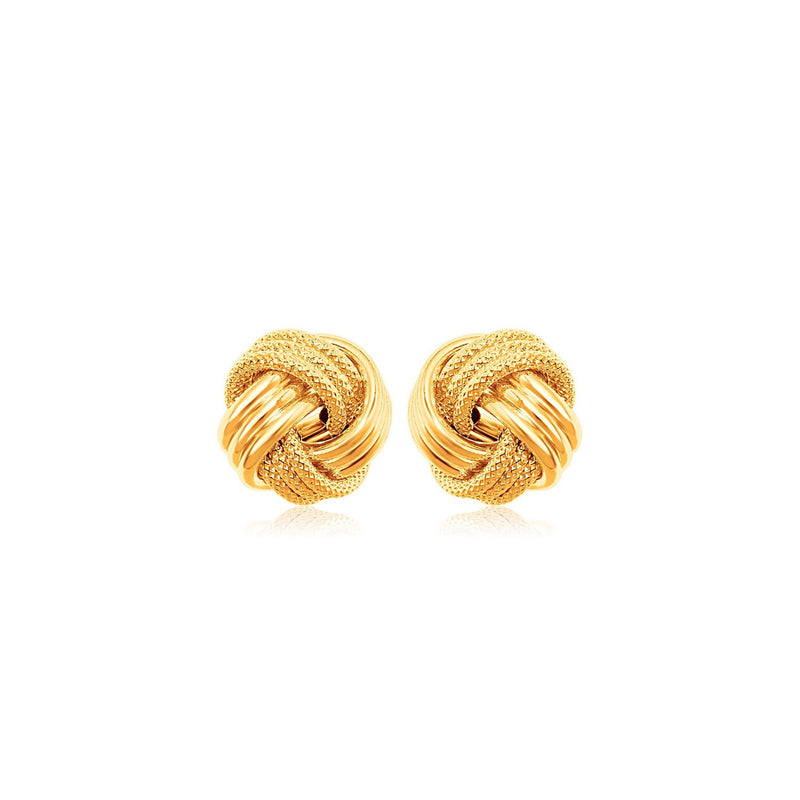 10k Yellow Gold Love Knot with Ridge Texture Earrings - Premium Earrings - Just $178.99! Shop now at Pulse Designer Fashion