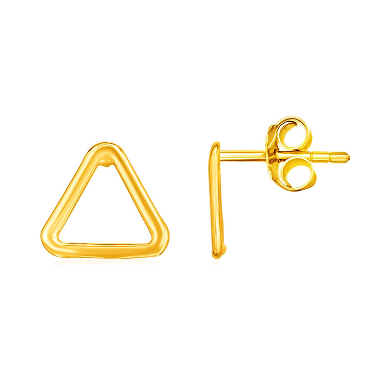 14k Yellow Gold Post Earrings with Open Triangles - Premium Earrings - Just $163.99! Shop now at Pulse Designer Fashion