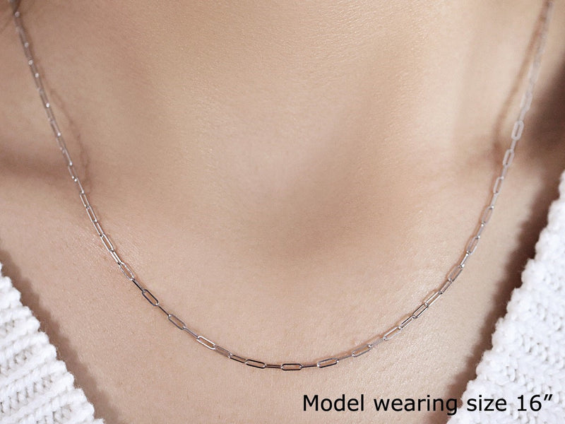 14K White Gold Fine Paperclip Chain (1.5mm) - Premium Chains - Just $289.99! Shop now at Pulse Designer Fashion