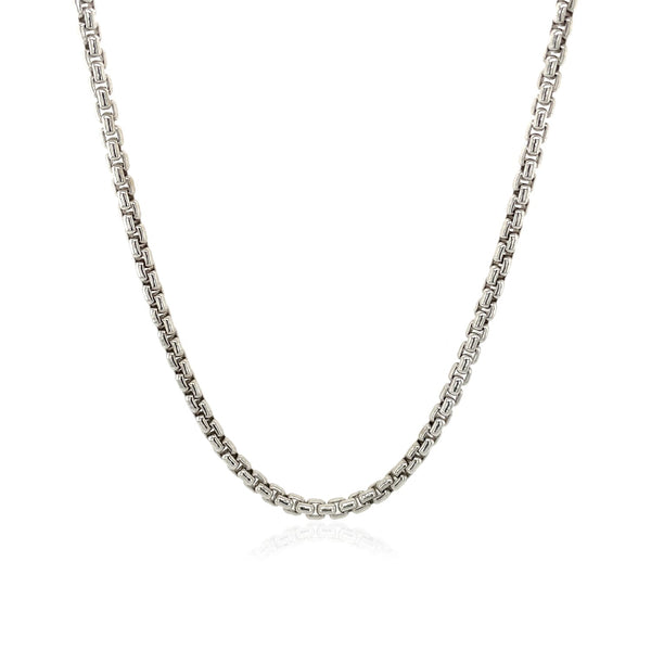 2.2mm Sterling Silver Rhodium Plated Round Box Chain - Premium Chains - Just $129.99! Shop now at Pulse Designer Fashion