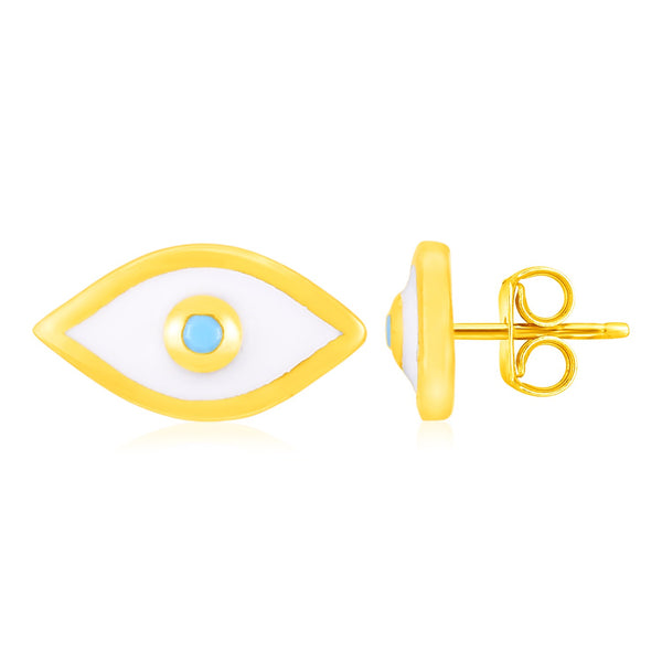 14K Yellow Gold Evil Eye Earrings with Enamel - Premium Earrings - Just $247.99! Shop now at Pulse Designer Fashion