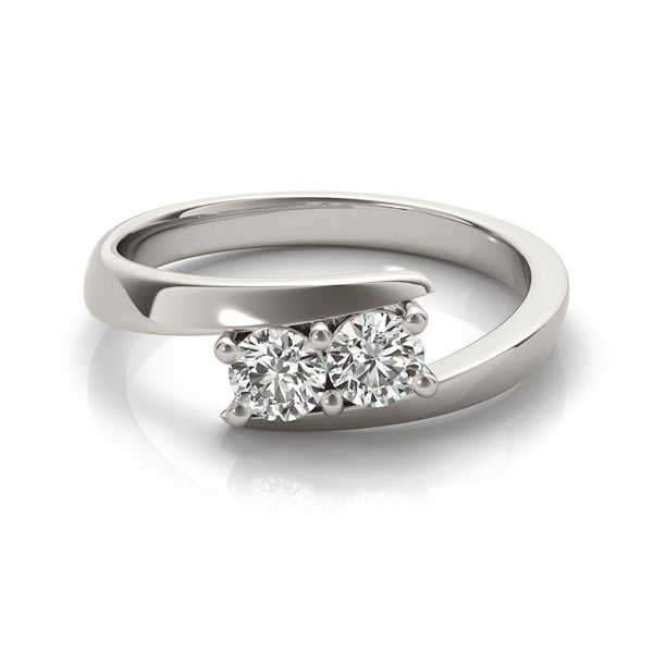 14k White Gold Round Two Stone Common Prong Diamond Ring (1/2 cttw) - Premium Rings - Just $3489.99! Shop now at Pulse Designer Fashion