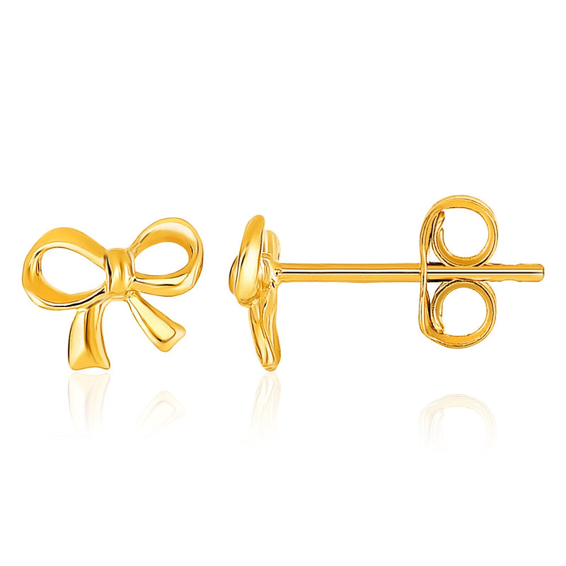 14k Yellow Gold Bow Style Post Earrings - Premium Earrings - Just $180.99! Shop now at Pulse Designer Fashion