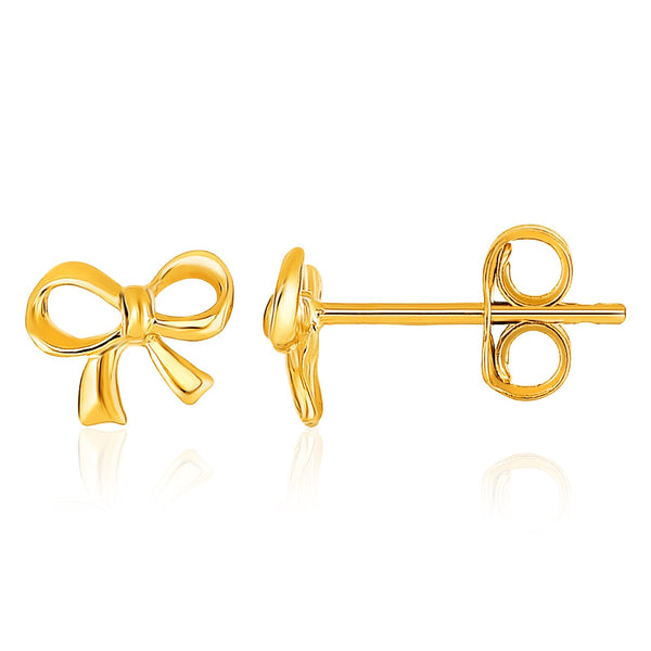 14k Yellow Gold Bow Style Post Earrings - Premium Earrings - Just $169.99! Shop now at Pulse Designer Fashion