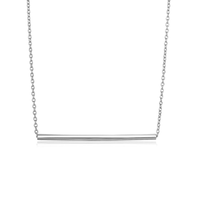 Sterling Silver Polished Straight Bar Necklace - Premium Necklaces - Just $54.99! Shop now at Pulse Designer Fashion