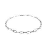 14k White Gold Anklet with Fancy Hammered Oval Links - Premium Anklets - Just $366.99! Shop now at Pulse Designer Fashion