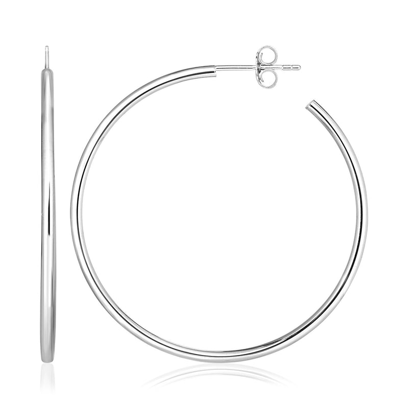 Sterling Silver Rounded Polished Hoop Earrings - Premium Earrings - Just $83.99! Shop now at Pulse Designer Fashion