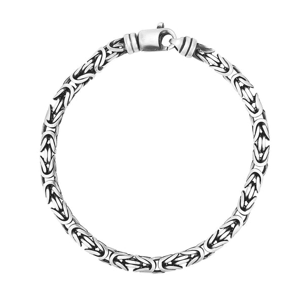 Sterling Silver Gunmetal Finish Byzantine Chain Bracelet - Premium Bracelets - Just $301.99! Shop now at Pulse Designer Fashion