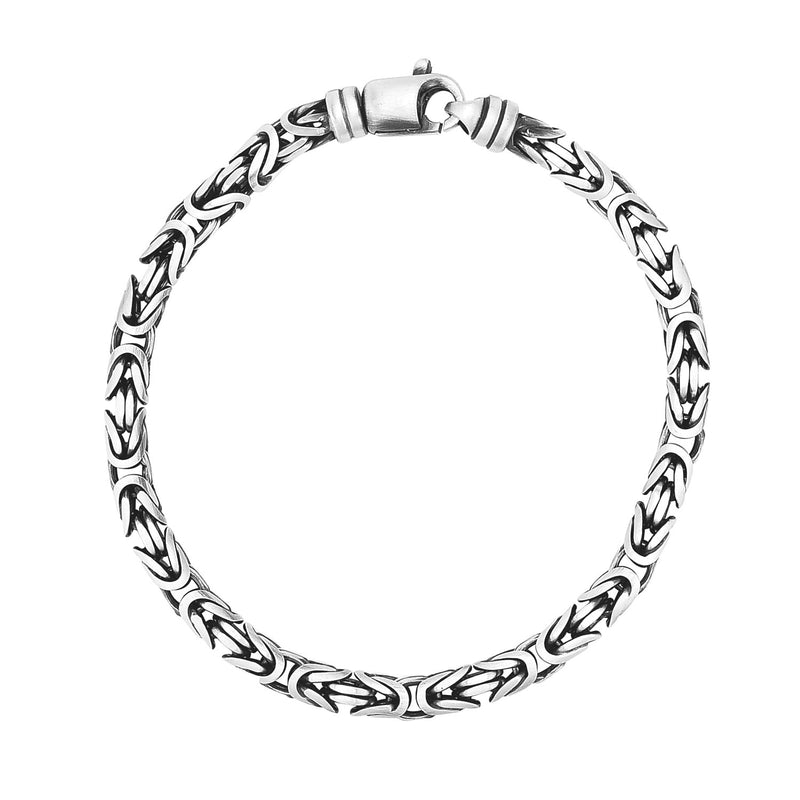 Sterling Silver Gunmetal Finish Byzantine Chain Bracelet - Premium Bracelets - Just $301.99! Shop now at Pulse Designer Fashion