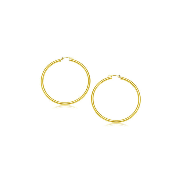 10k Yellow Gold Polished Hoop Earrings (15 mm) - Premium Earrings - Just $152.99! Shop now at Pulse Designer Fashion