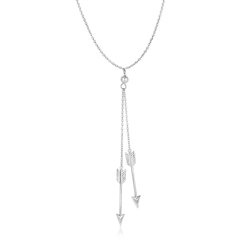 Sterling Silver 18 inch Lariat Necklace with Two Arrows - Premium Necklaces - Just $63.99! Shop now at Pulse Designer Fashion