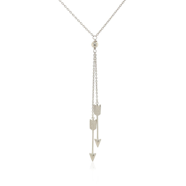 Sterling Silver 18 inch Lariat Necklace with Two Arrows - Premium Necklaces - Just $63.99! Shop now at Pulse Designer Fashion